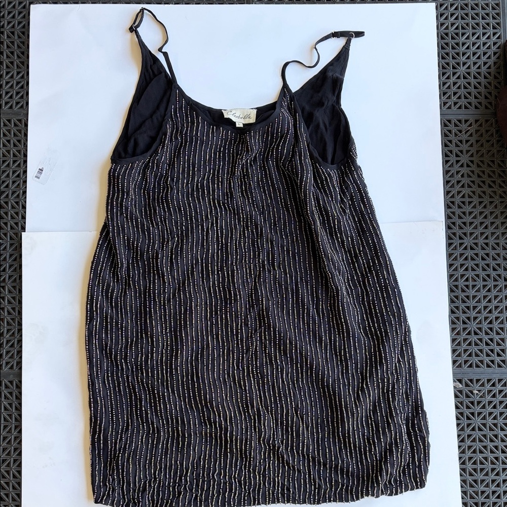 Cleobella Black Beaded Strappy Slip Dress